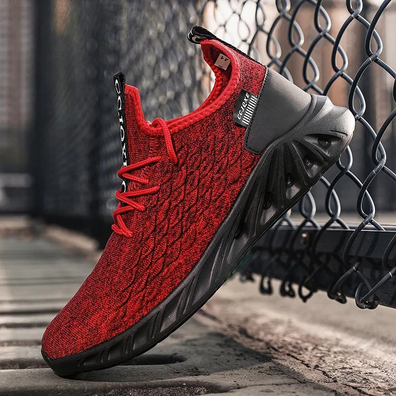 

Men's Running Sneaker Flying Woven Lightweight Breathable Male Jogging Shoe Lace-Up Comfortable Upper Anti-Slip Sole New Zapatos