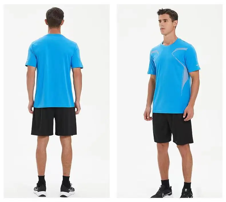 

Настраиваемая быстросохнущая тренировочная одежда для бега и фитнеса, комплект из футболки с коротким рукавом для мужчин