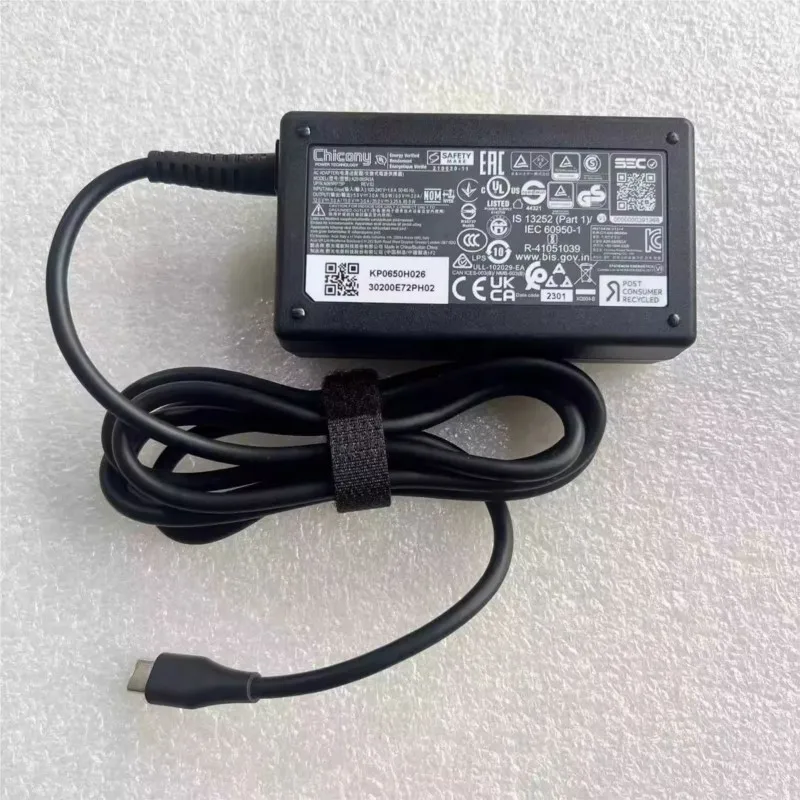Фото Оригинальный блок питания Chicony 65W 20V 3.25A для MSI Summit E13FlipEvo A12MT-010FR A20-065N3A, адаптер переменного тока A20-065N3A с USB Type-C №3