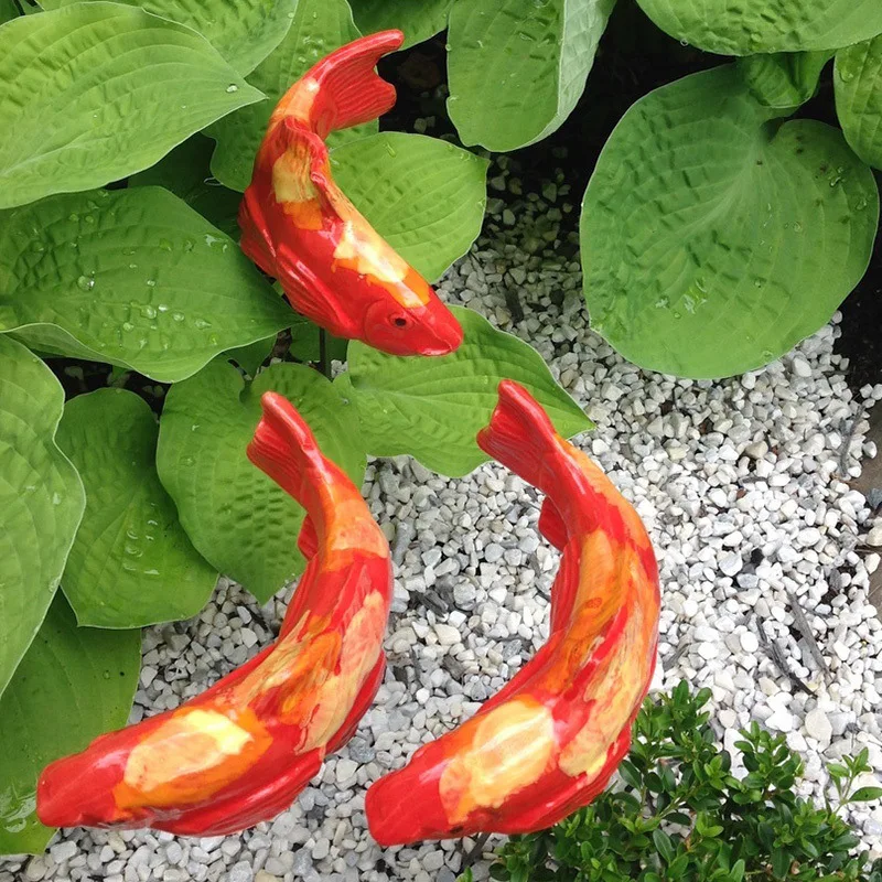 

1 Pc Ceramic Garden Koi Resin Crafts Lawn Decorative Ornaments Colorful Fish Resin Crafts Decorative Courtyard Art Decoration