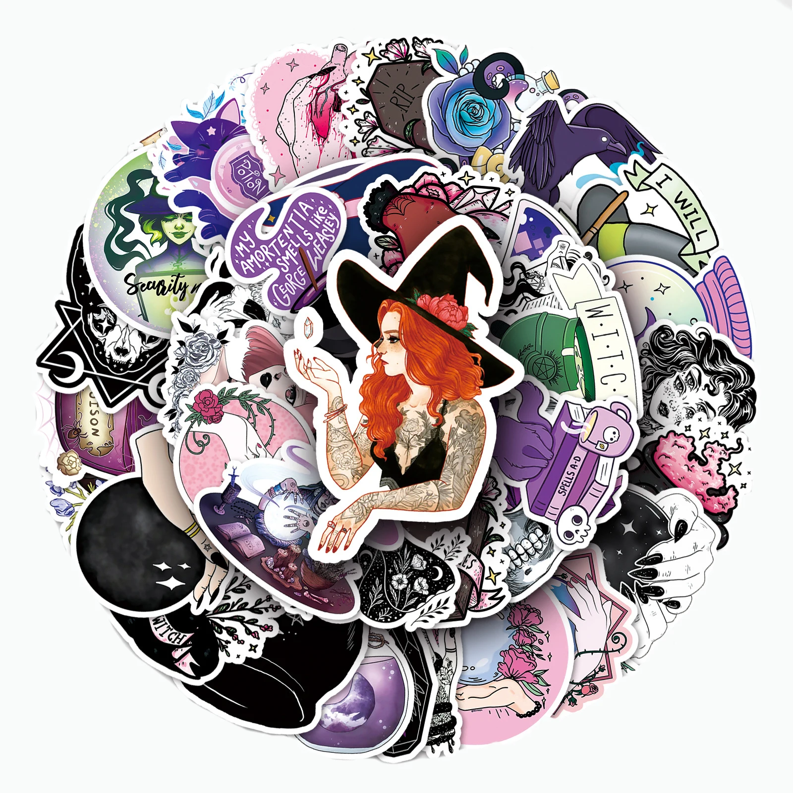 

10/30/50PCS Cool Gothic Witch Magic Stickers Aesthetic Skateboard Laptop Motorcycle Phone Car Punk Horror Apothecary Decal Toy