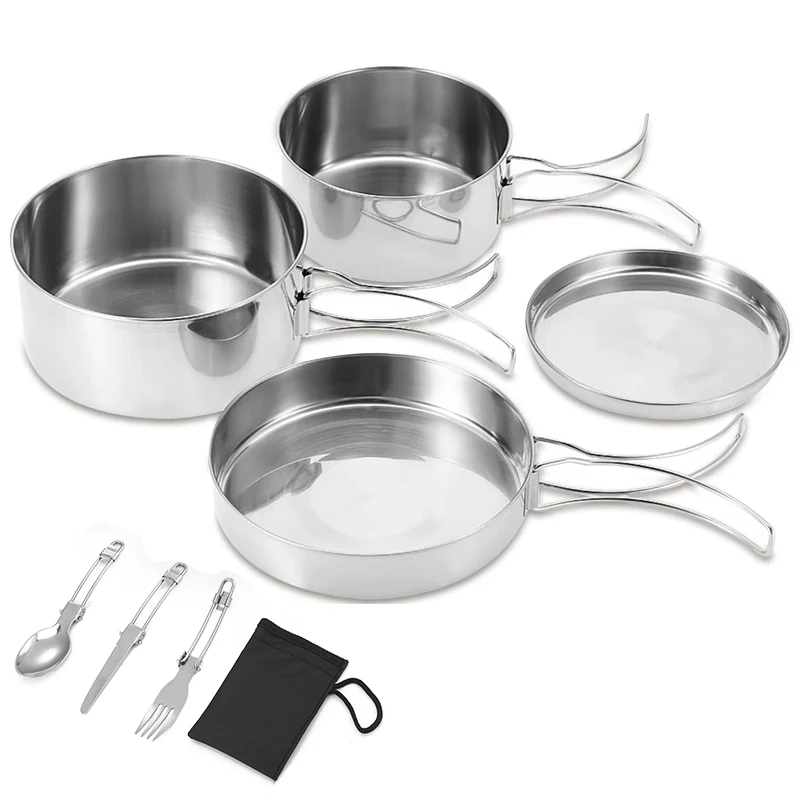 

4 шт., набор посуды из нержавеющей стали для кемпинга и пикника