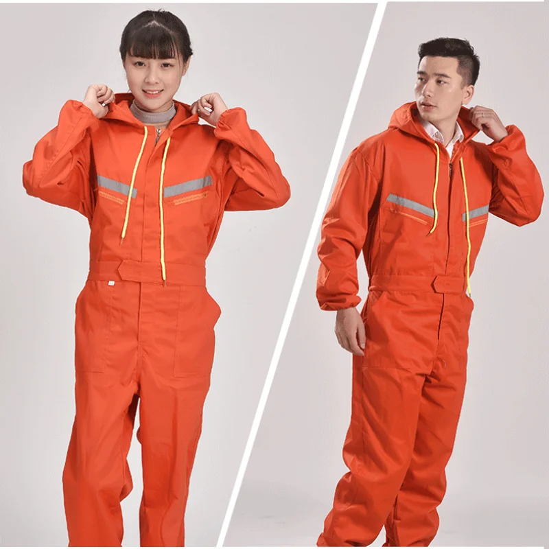 

Working Hooded Coveralls Raincoat Overalls Dust-proof Paint Spray Clothing Hood Protective Safety Reflective Work Clothes