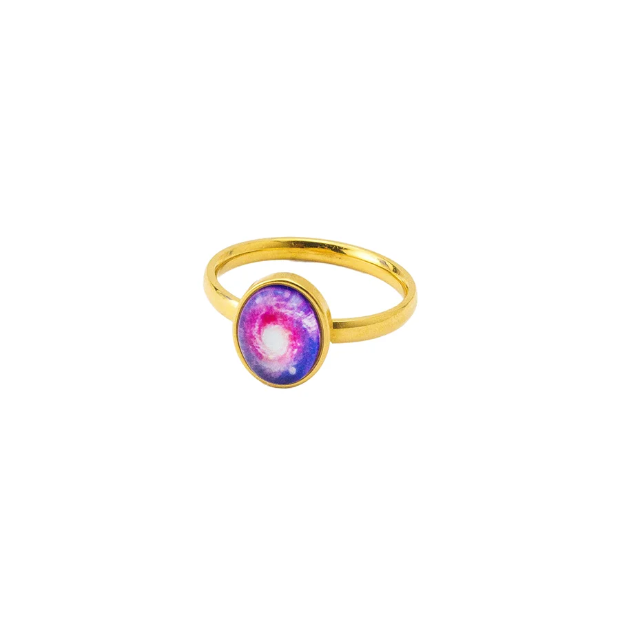 

Custom Universe Planet Wedding Rings Men Fashion 316l Stainless Steel Jewelry For Women Charm Glass Engagement Bands Bague Homme