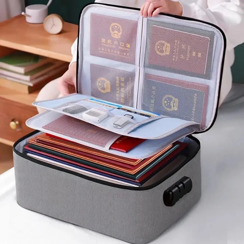Document Storage Bag Box Home Family Multi-Layer Large-Capacity Multi-Function Box Document Passport Sorting Bag Card Bag