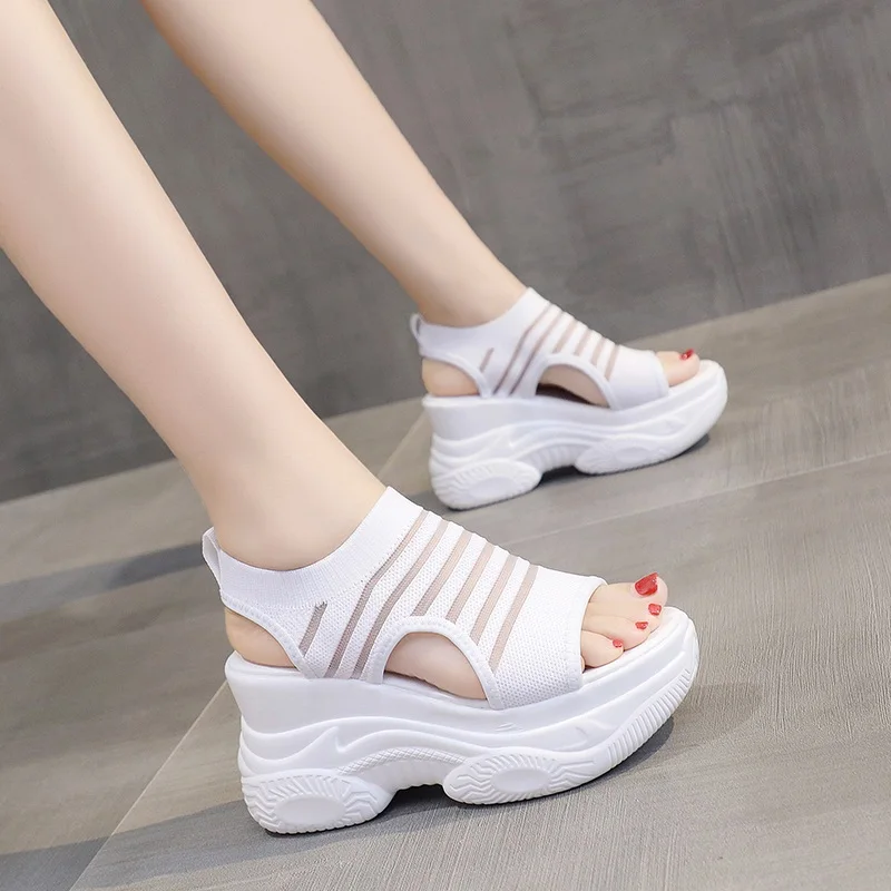 

2023 Sandals Espadrilles Platform Muffins shoe Open Toe Female Shoe Clogs With Heel Womens Wedges All-Match Med New High Flat Pe