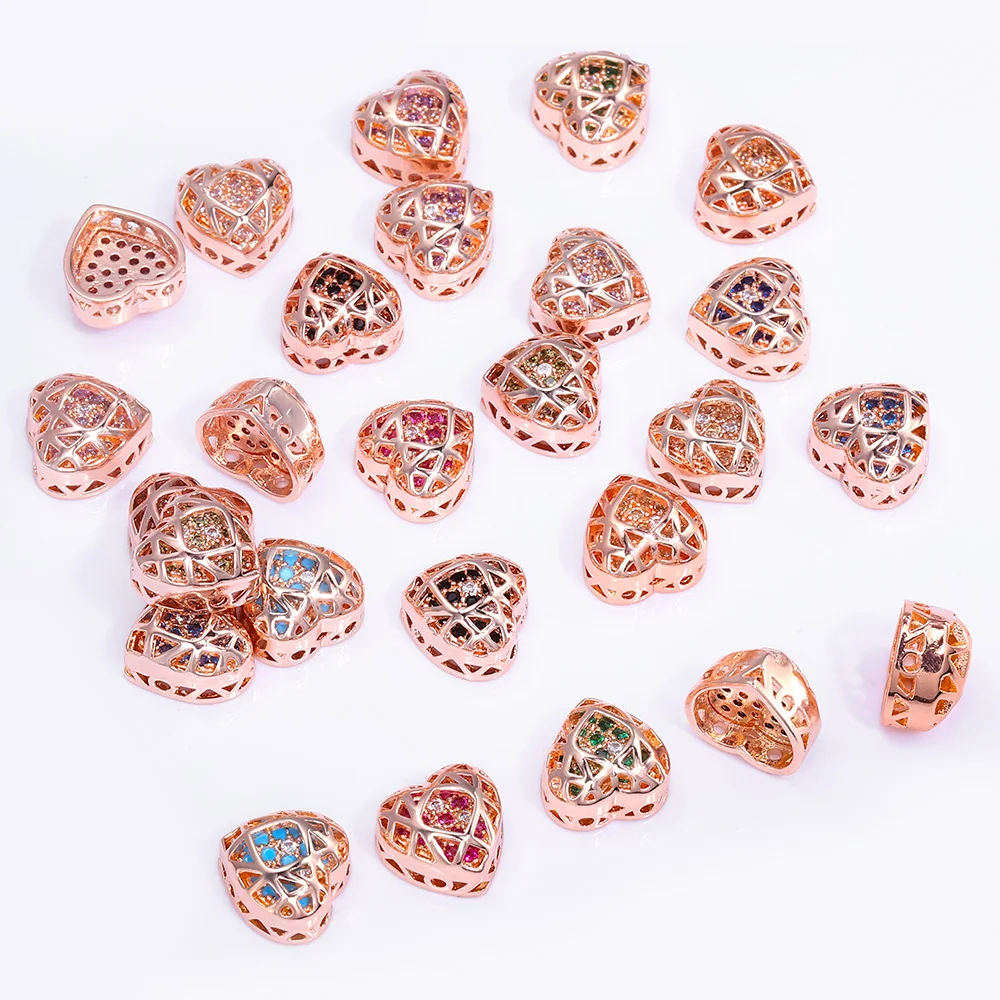 

4/40Pcs Heart Shaped Cubic Zirconia Alloy Charms Rose Gold Plated Crystal Sewing Rhinestones for Sewing In Clothes Dress Shoe