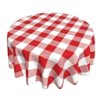 red check round tablecloth 60 inch washable table cloth decorative fabric table cover for dining table buffet parties camping