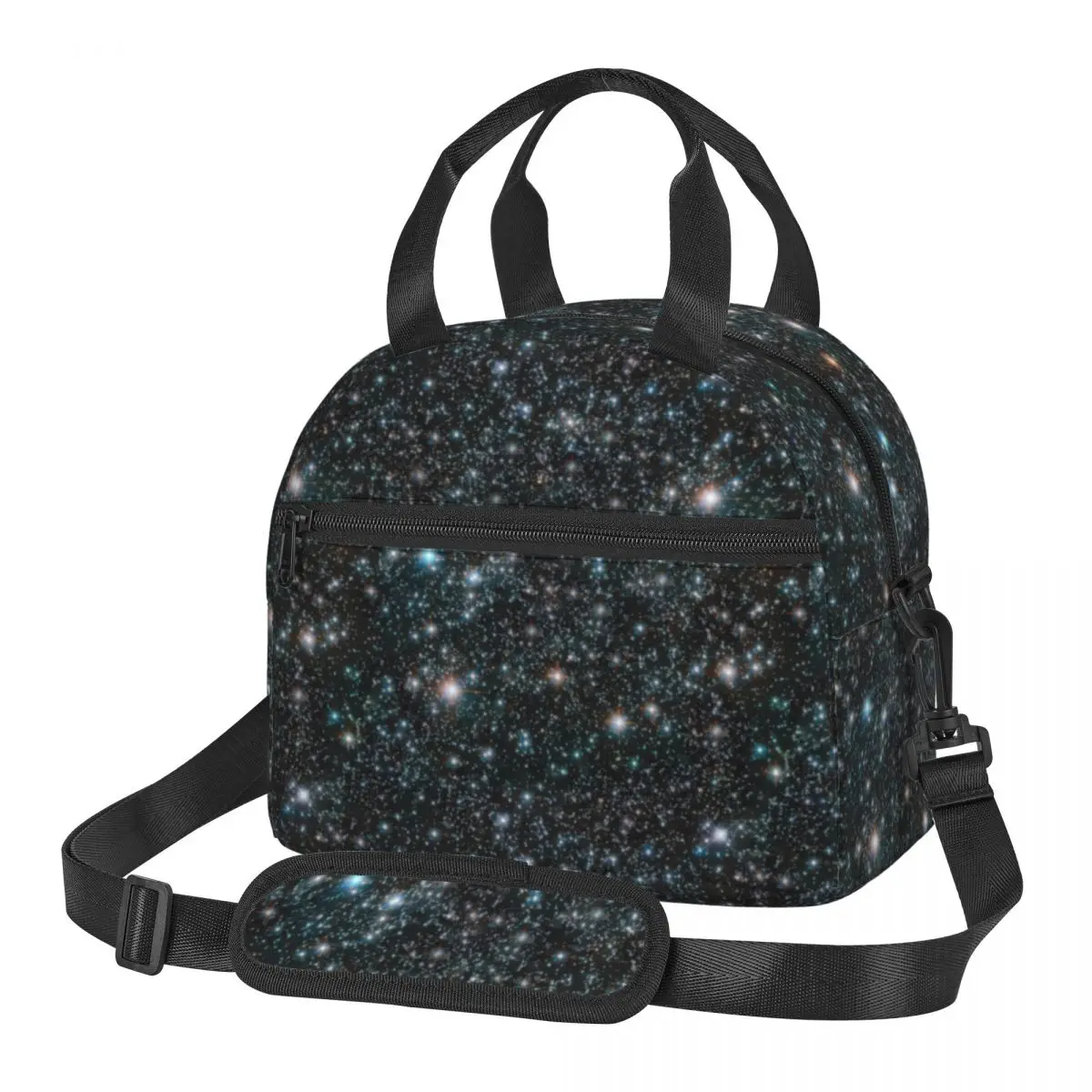 

Galaxy Stars Lunch Bag with Handle Stars Cosmic Outer Space Universe Black Meal Cooler Bag Beautiful Cooling Travel Thermal Bag