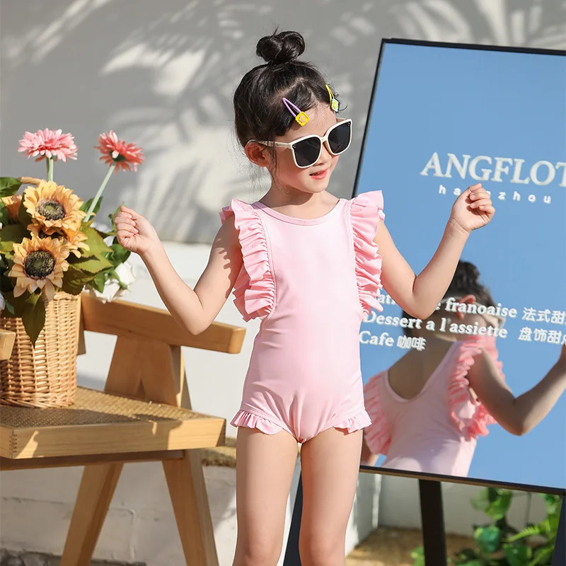

Girls Lace Swimsuit 2022 New Cute Baby One-piece Children's Clothing Girl Foreign Style Hot Spring Swimwear Bikini