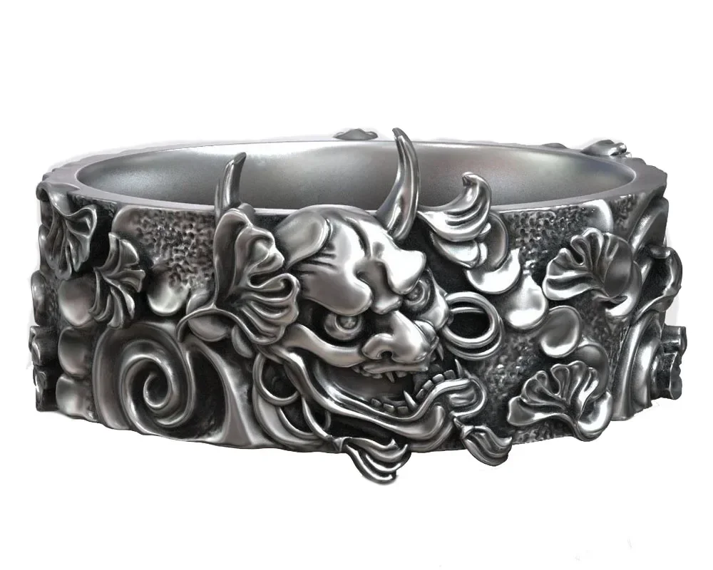 10 г Oni Mask Hannya Kabuki японский традиционный узор свадебные кольца настоящие