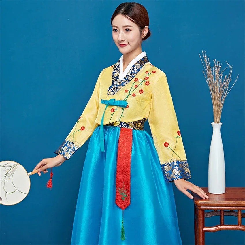 

Традиционный Женский традиционный костюм православной Hanbok, корейское платье, элегантная Дворцовая винтажная одежда принцессы с вышивкой для свадебной вечеринки