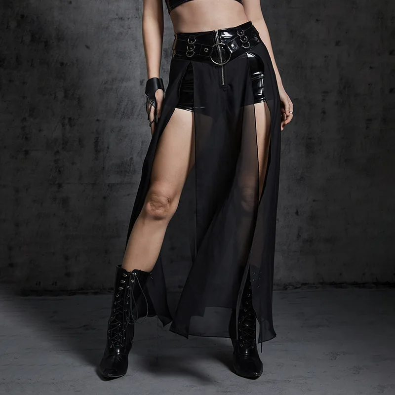 

Mesh Skirt Long Skirts For Womens Summer 2023 Sexy Split Long Maxi Skirt Black A-Line Streetwear Women Gothic Clothes