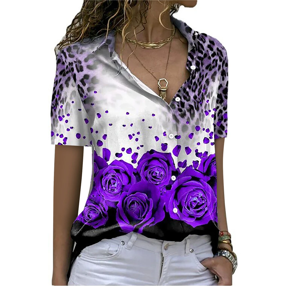 

Женская футболка с коротким рукавом, V-образным вырезом и пуговицами