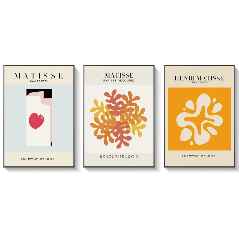 

Nordic Matisse Posters Fresh Coral Flower Plants Canvas Painting Print Abstract Wall Art Pictures for Living Room Bedroom Aisle