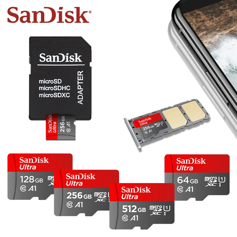 Карта SanDisk Ultra MicroSD UHS-I 32 ГБ 64 256 512 1 ТБ