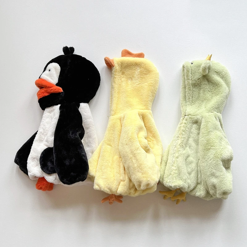 Пальто для девочек плюшевое детское меховое пальто с изображением пингвина