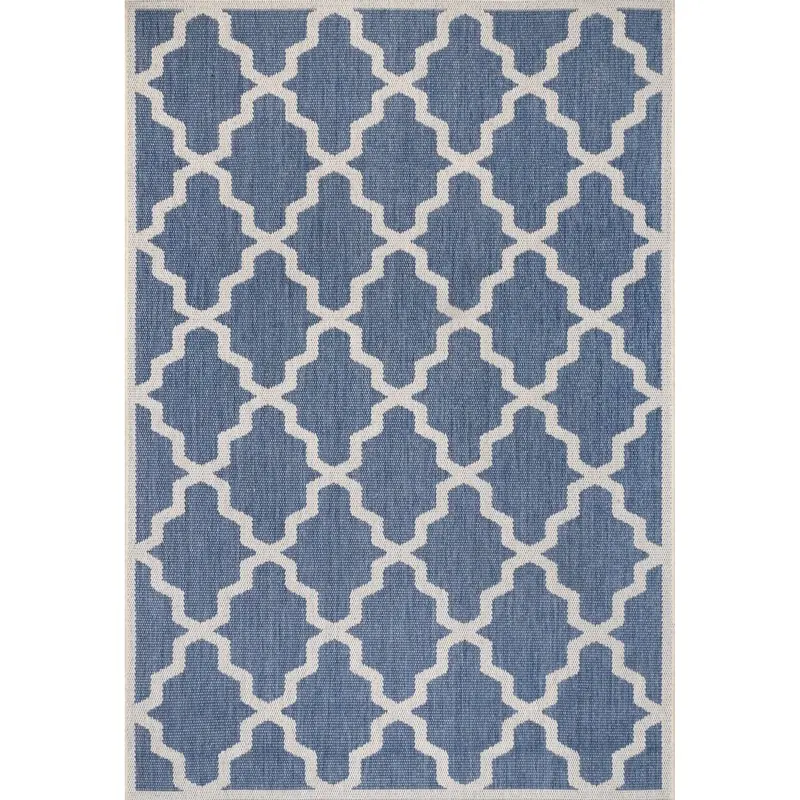 

Trendy Moroccan 4' x 6' Blue Indoor/Outdoor Area Rug - Perfect for Any Room & Patio.