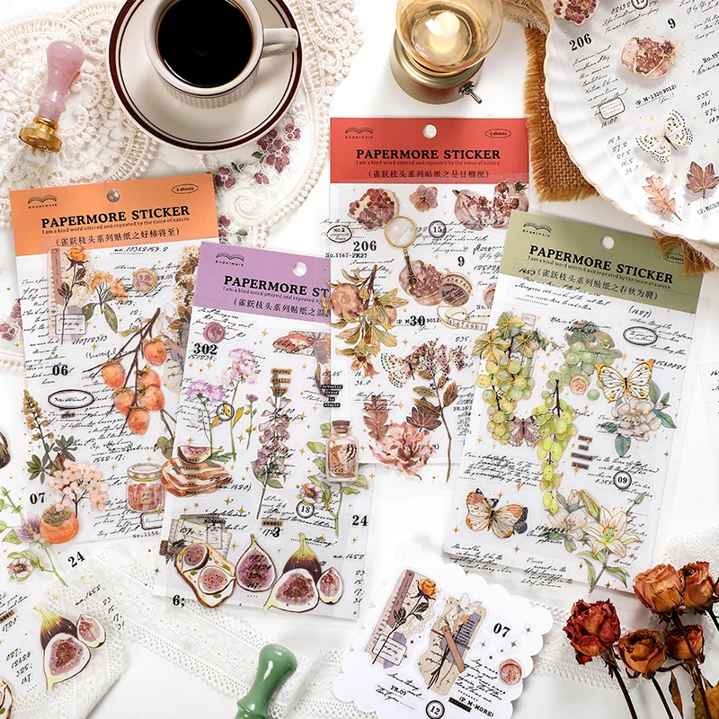 Водонепроницаемые наклейки с изображением растений и бабочек 2 шт. |