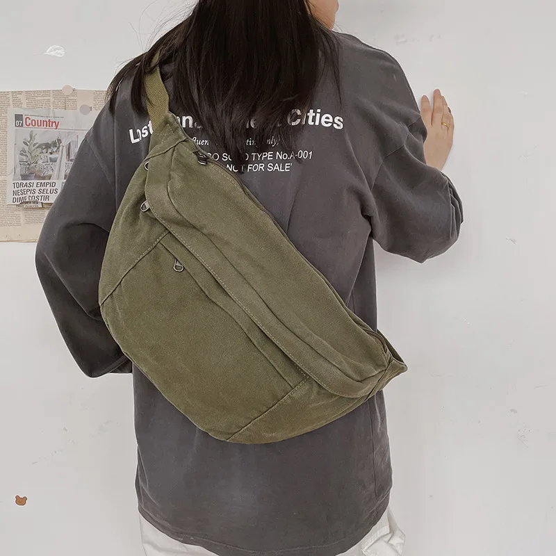 

Outdoor Pack Street Pack Fanny Sport Canvas Shoulder Women Waist Hip-hop Chest Bag Bag Lady Fashion Trend Bag Crossbody Bag Belt