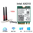 Трехдиапазонная 5374 Мбитс Wi-Fi 6E Intel AX210 M.2 Wifi беспроводная карта Bluetooth 5,2 802.11acax AX210NGW с 10dbi антеннами для Win 10