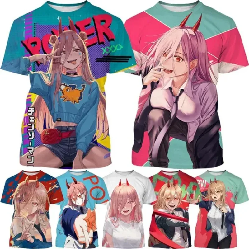

New Chainsaw Man Power Album 3D Print T-shirt Fashion Personality Men Clothing Hip Hop Harajuku Street Unisex Oversized T Shirt