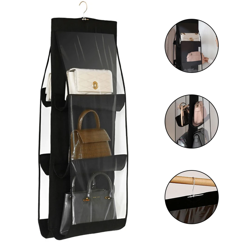 

Storage hanging bag rotatable hook six compartment storage bag closet hanging bag storage bag