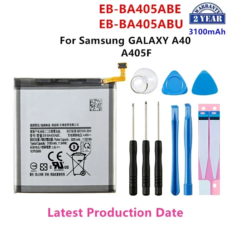 Совершенно новый аккумулятор EB-BA405ABE EB-BA405ABU 3100 мАч для Samsung Galaxy A40 2019 SM-A405FM/DS A405FN/DS