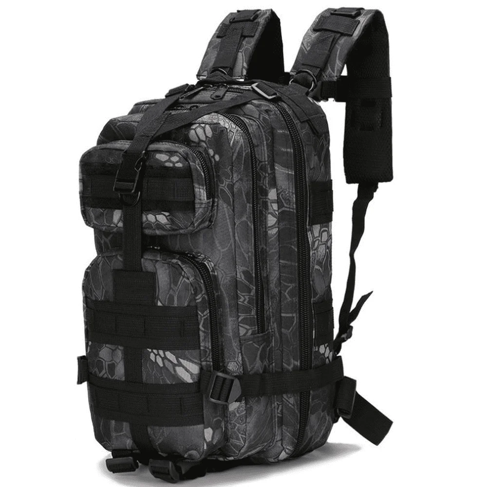 30L Military Tactical Sport Camping Hiking Bag Oxford Nylon Backpack  Climb,Black Camo