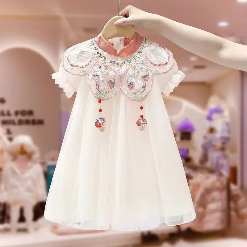 Kids Girls Hanfu Dress Summer 2023 New Childrens Vintage Chinese Ancient Princess Dress Little Girls Thin Hanfu
