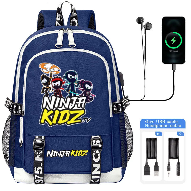 NEW Ninja Kidz Cartoon Boy Girl School Bags For Children Student Backpack Teenager USB Charging Laptop Book Bag Mochila