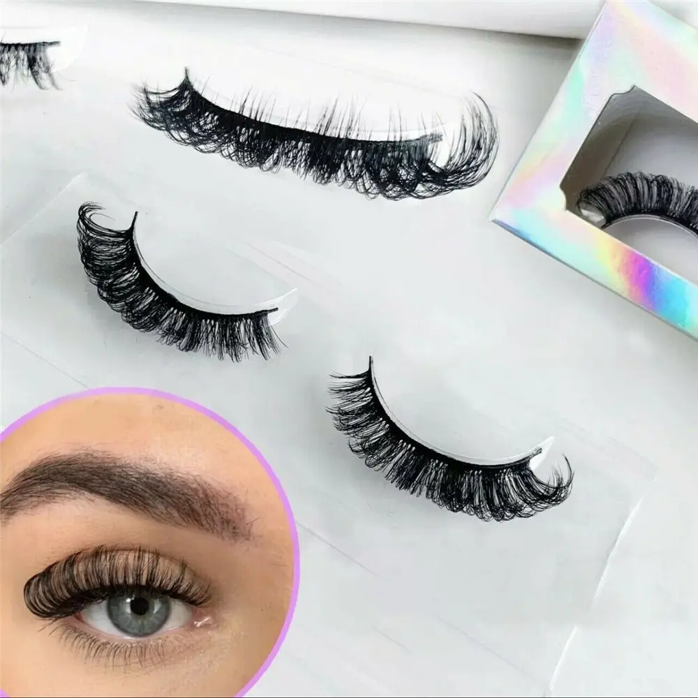 

2022 NEW Long Curled Full Natural Eyelashes makeup Faux Mink Lashes False Eyelashes D Curl Russian Strip Lashes