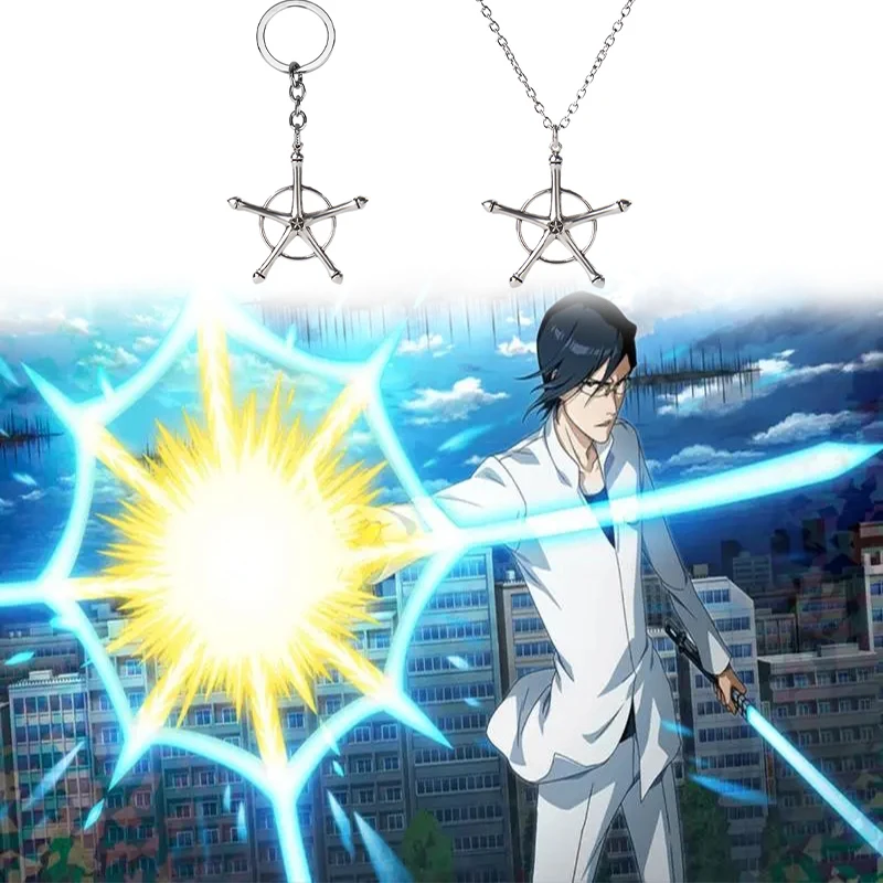 

Bleach Anime Ishida Uryuu Ginreigojiaku Key Chian Necklace Quincy Archer Weapon Cosplay Jewelry for Fans Gifts