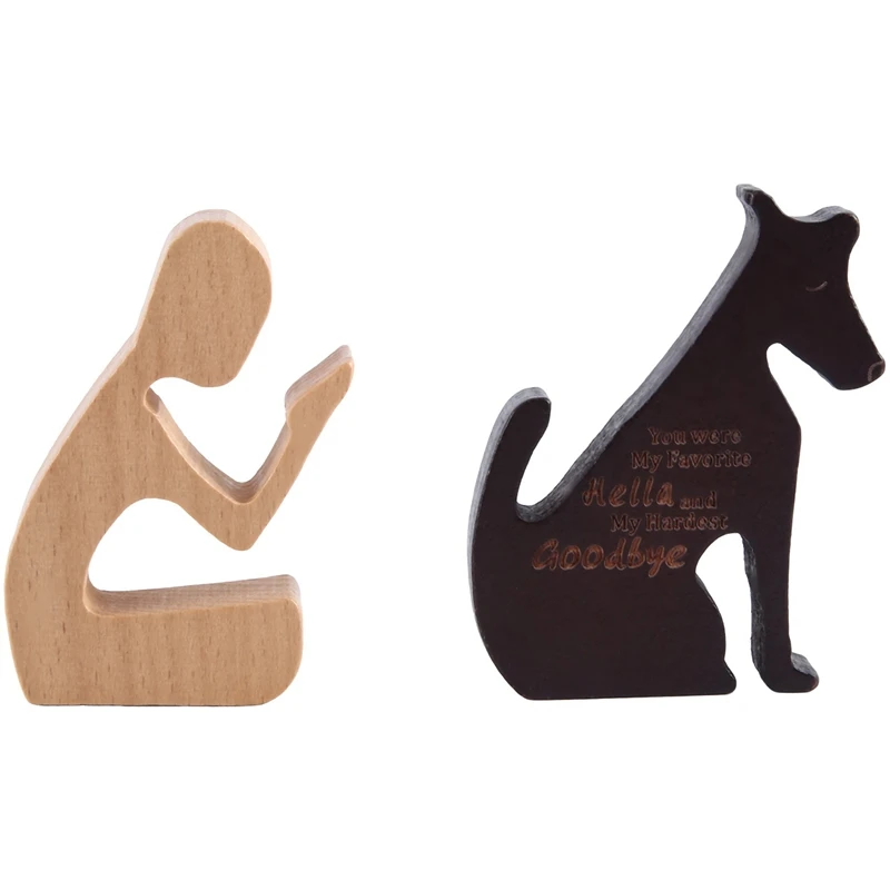 Деревянная семейная статуя собаки деревянное украшение ручной работы