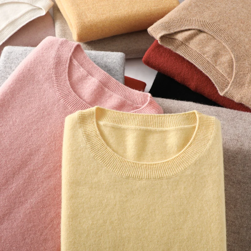 100% Pure Wool Cashmere Sweater Woman O-neck Pullover Casual Knitted Tops  Autumn /Winter Female Jacket Korean Fashion