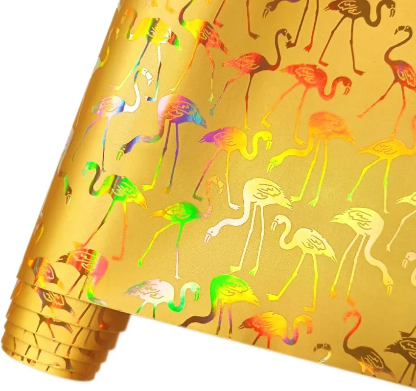 Gold Faux Leather Sheets Flamingo PU Fabric Very Suitable fo