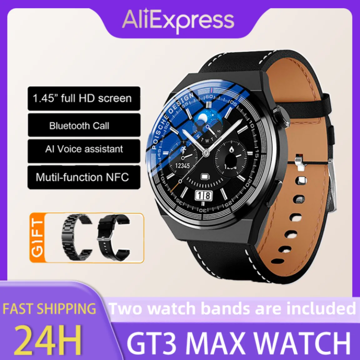 

Новинка 2023, круглые Смарт-часы GT3 MAX, цветной HD-экран 1,45 дюйма, дизайнерские мужские Смарт-часы, Pk, Huawei Watch 3 Pro для Xiaomi, Samsung