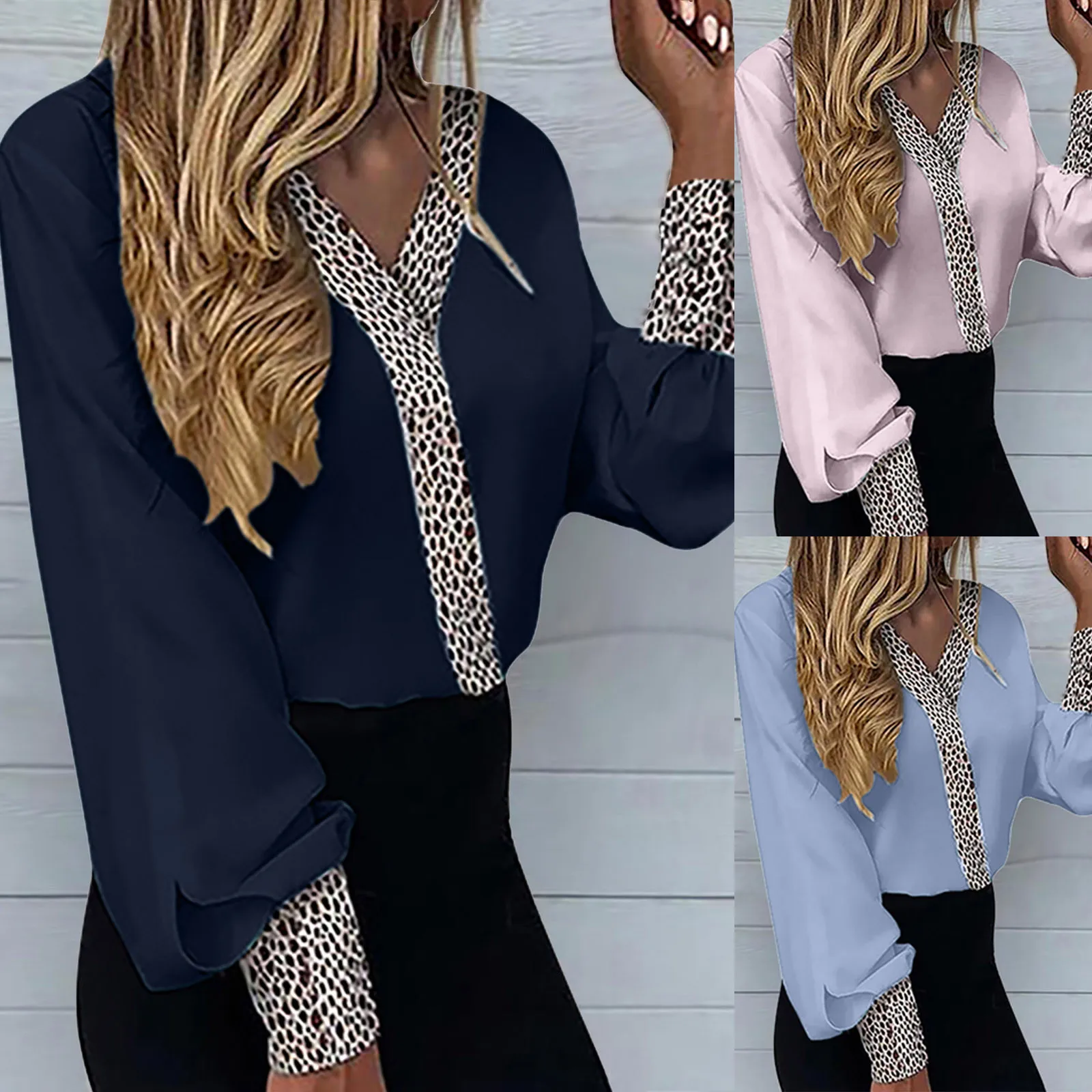 

Women's Leopard Shirts Casual Party Patchwork Blouses Clothes