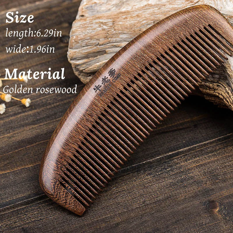 Деревянная расческа из натурального зеленого сандалового дерева для вьющихся и
