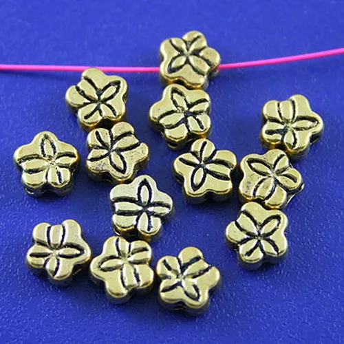 

100pcs 6*3mm Dark Gold-tone 2SIDED Flower Pattern Spacer Beads H2292 Beads for Jewelry Making