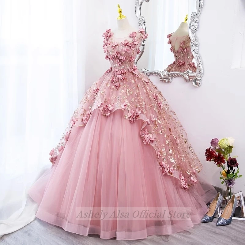 Розовое платье принцессы Quinceanera для девочек по индивидуальному заказу пышное