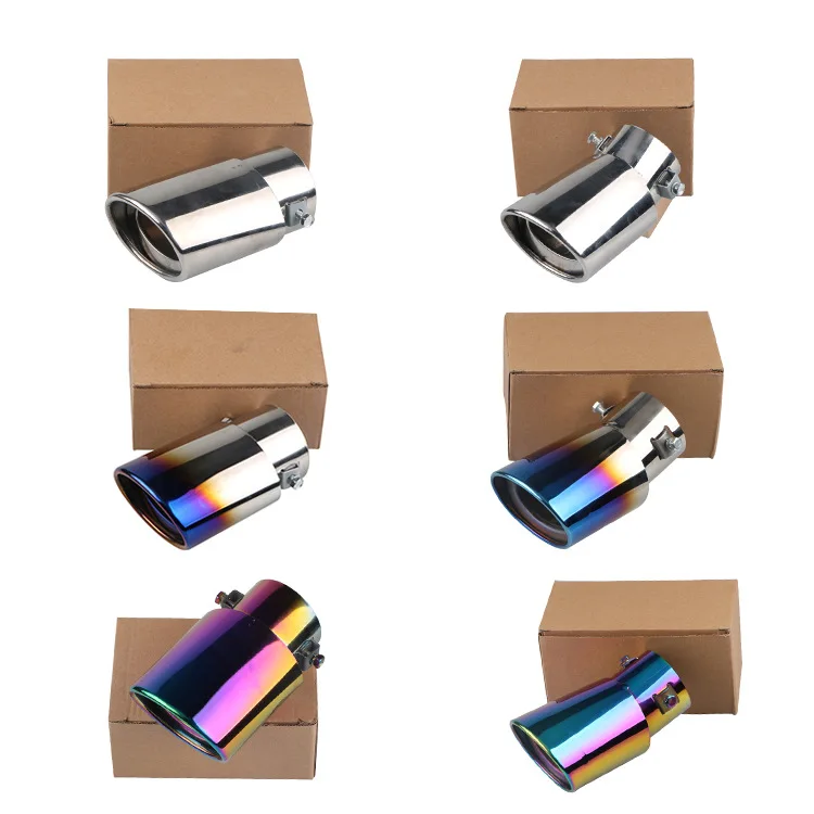 Universal Car Muffler Exhaust Tip Stainless Steel Round Pipe Chrome Tail Accessories Silver |