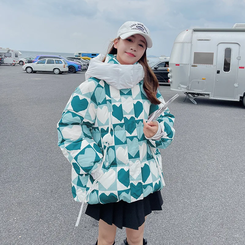 Coats Winter Clothes Women Love Short Cotton Clothing 2022 New Fashion Small Print Small Niche Cotton Coat Coat Women