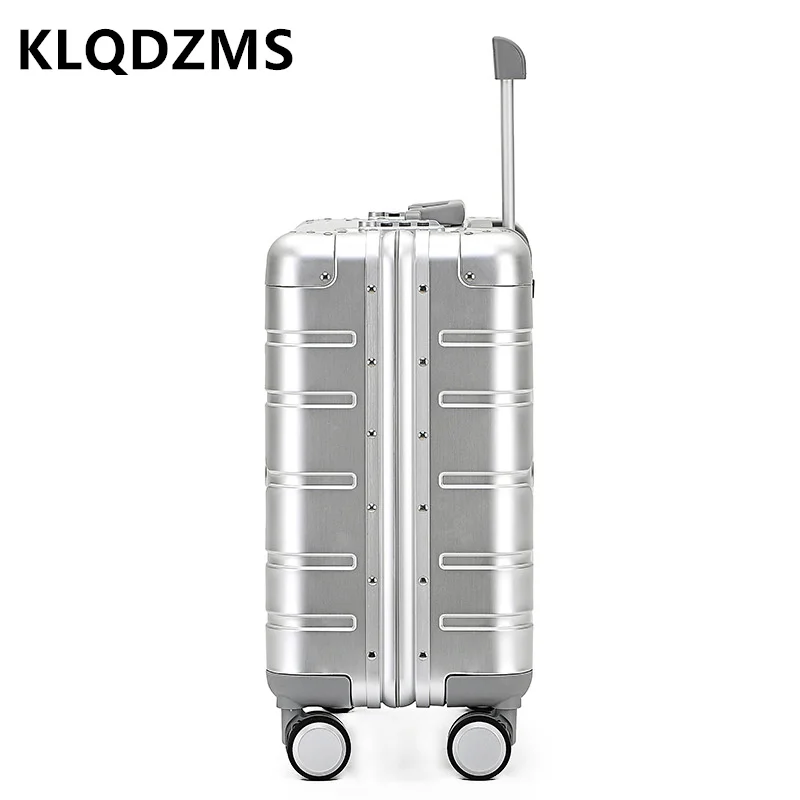 KLQDZMS 18 Inch New Universal Business Silent Universal Wheel Suitcase Full Aluminum Magnesium Alloy Cabin Luggage Trolley Bags