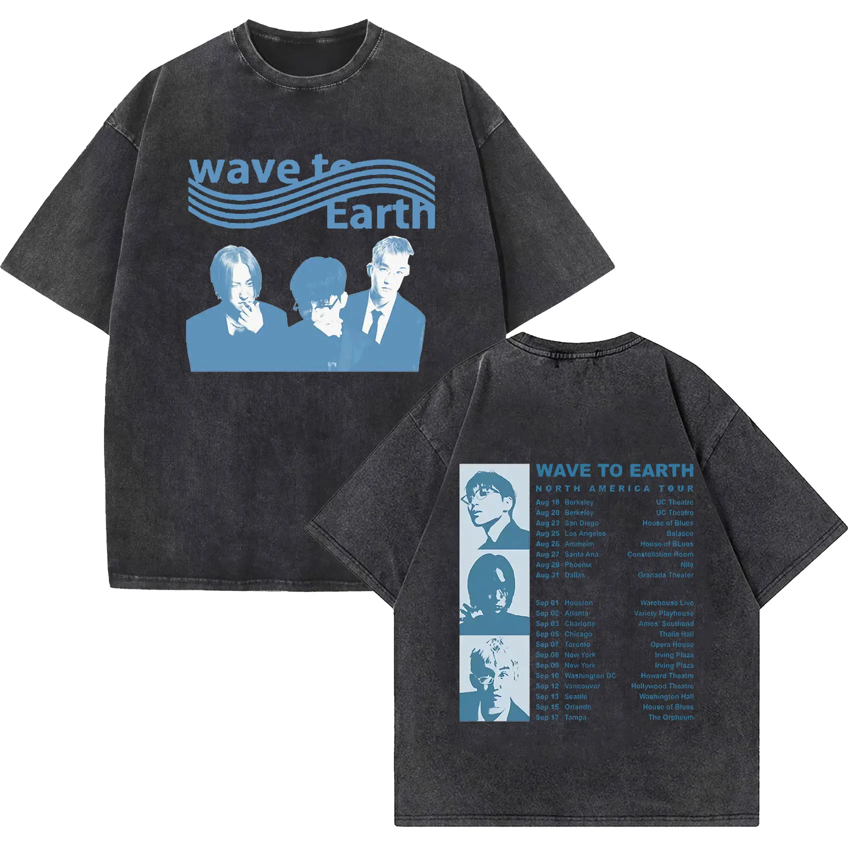 Wave To Earth Cat 0.03 2024 World Tour Album Print T Shirts Men Women Vintage Washed Short Sleeve T-shirt Hip Hop Kpop Clothing