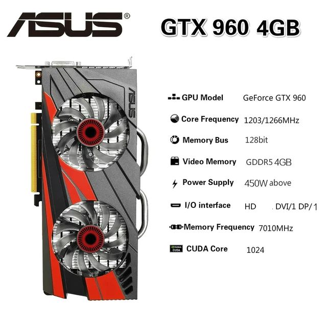 Видеокарта ASUS GTX 960 4 Гб 2 128 бит GDDR5 видеокарты GTX960 GPU |