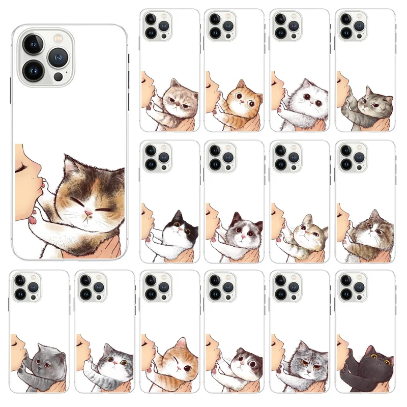 

No Kisses Cat Illustration Phone Case For iphone 14 13 12 11 Pro Max Case For iphone XS MAX X XR SE2 8 7 Plus case