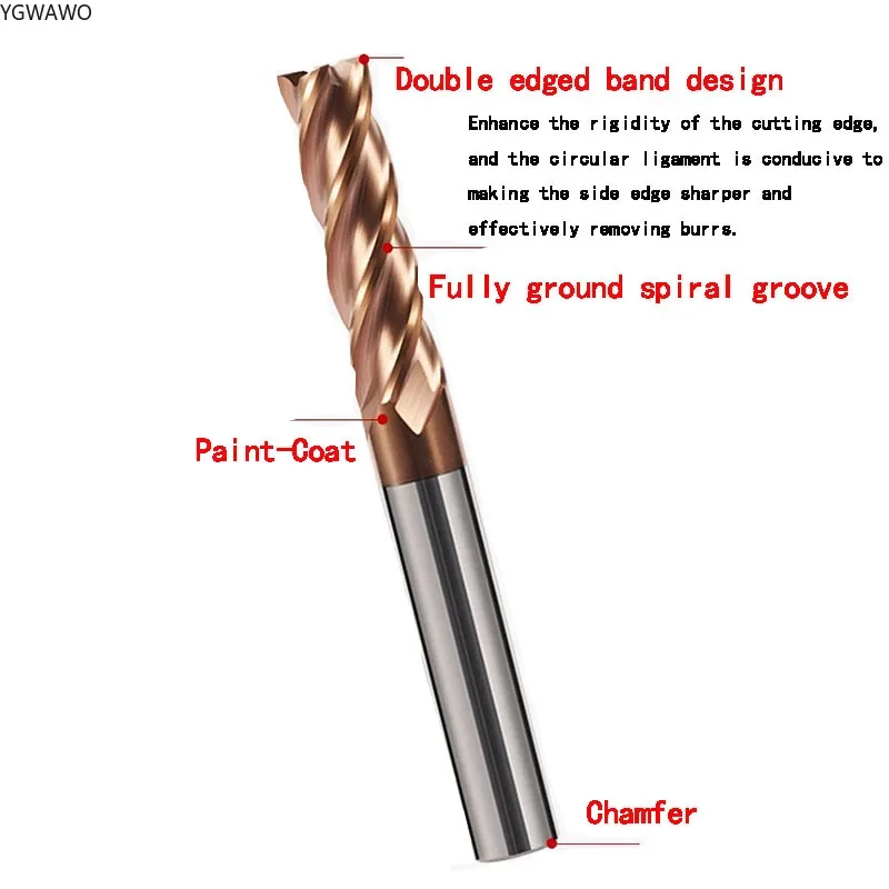 Концевая фреза HRC55 ° с 4 канавками TCT 1/2/3/4/5/6/8/10/12/14/16/18/20 мм металлическое
