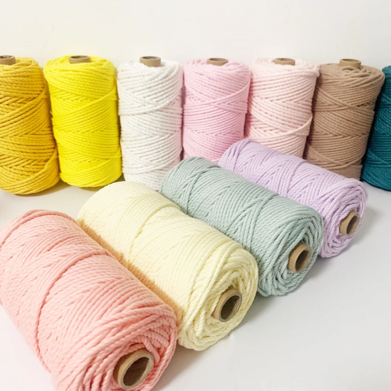 

2mm100M Macrame Cord Cotton Rope String Crafts DIY Colored Thread Cord Twisted Twine Handmade Sewing Wedding Decoration for Home