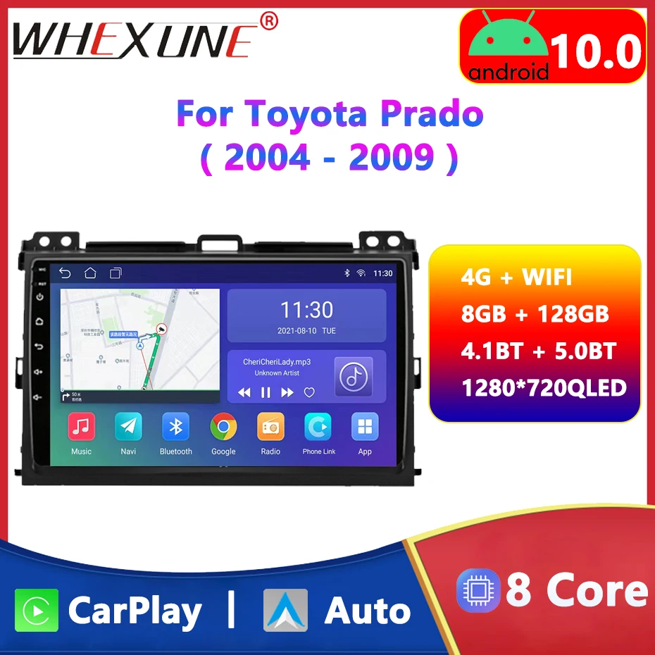 

4G Car Radio Multimedia Video Player Android 12.0 Auto Wireless Carplay GPS Track For Toyota Land Cruiser Prado 120 Lexus GX470